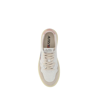 Autry White Calf Leather Bos Taurus Low Top Sneakers