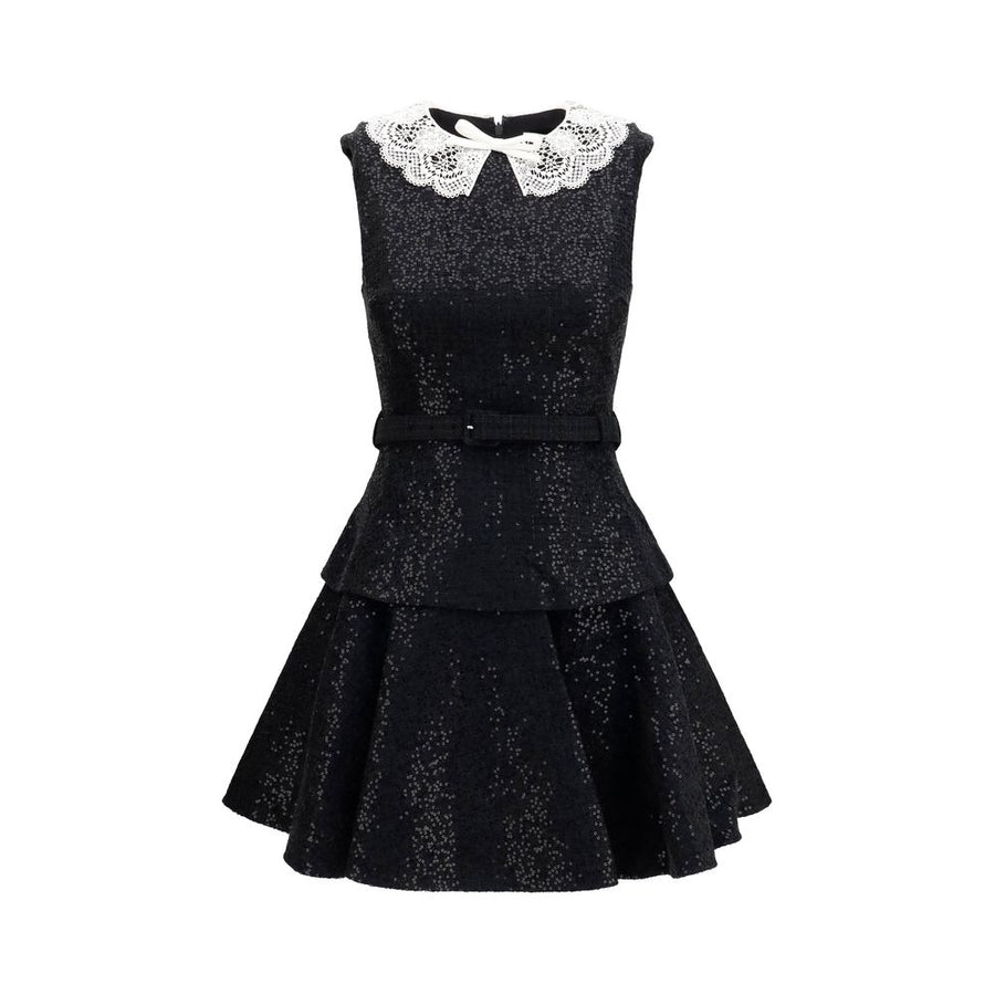 Self-Portrait Black Polyester Casual Dress