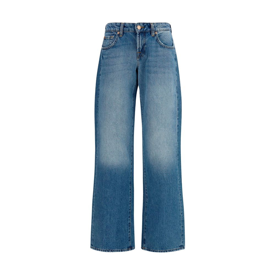 7FOR Blue Cotton Straight-Leg Jeans