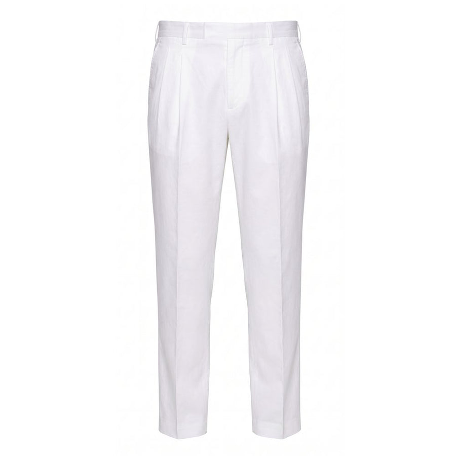 Malo White Cotton Men Pant