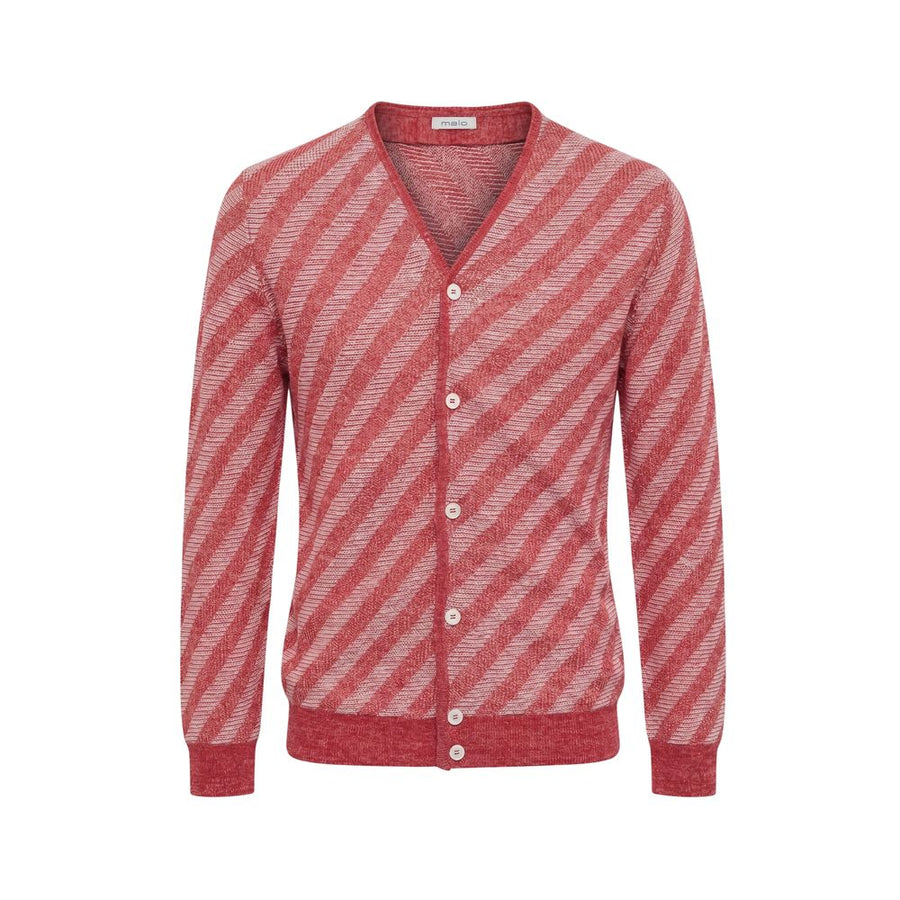 Malo Red Linen Men Cardigan