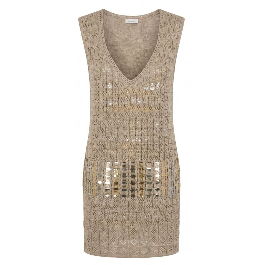 Malo Beige Cotton Women Dress