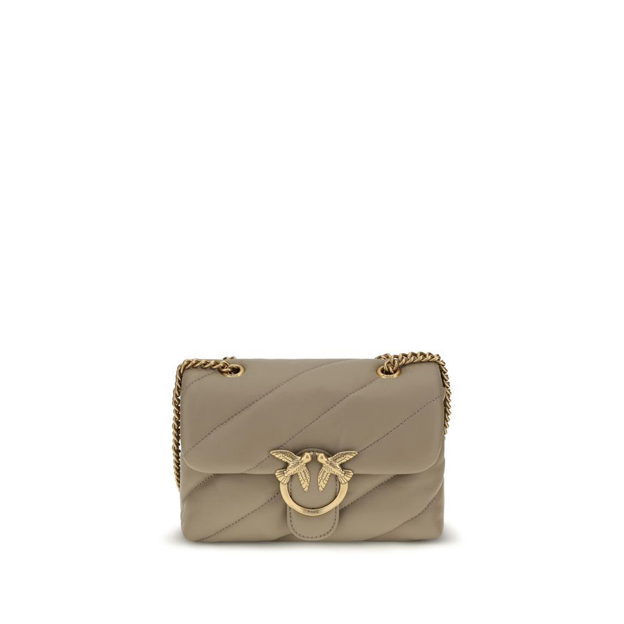 PINKO Beige Calf Leather Bos Taurus Shoulder Bag