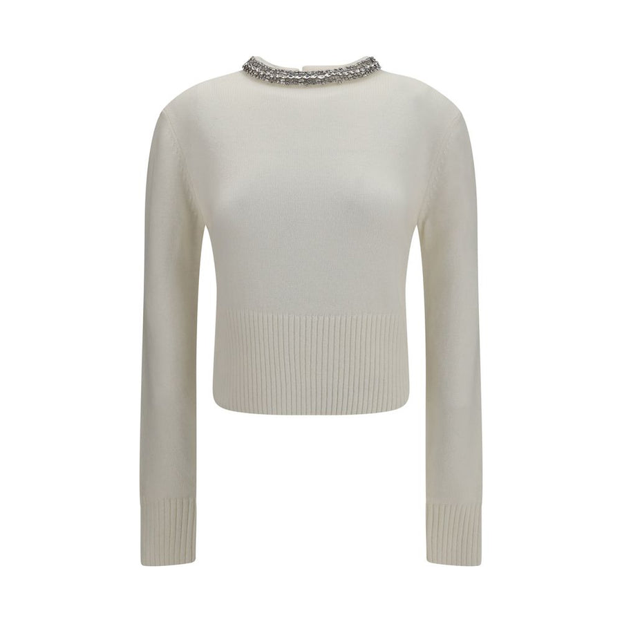 PINKO White Wool Oves Aries Sweatshirt