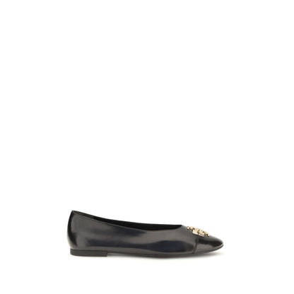 Tory Burch Black Calf Leather Bos Taurus Ballet Flats