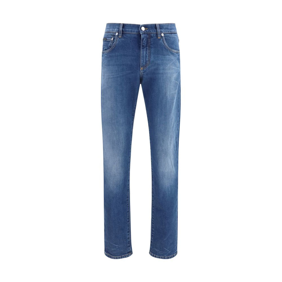 Dolce & Gabbana Blue Cotton Slim Fit Jeans