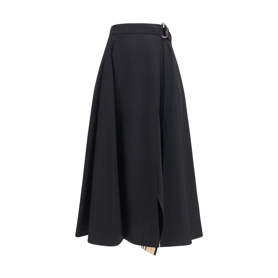Burberry Black Wool Oves Aries Midi Skirt