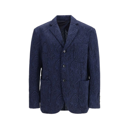 Etro Blue Wool Oves Aries Jacket