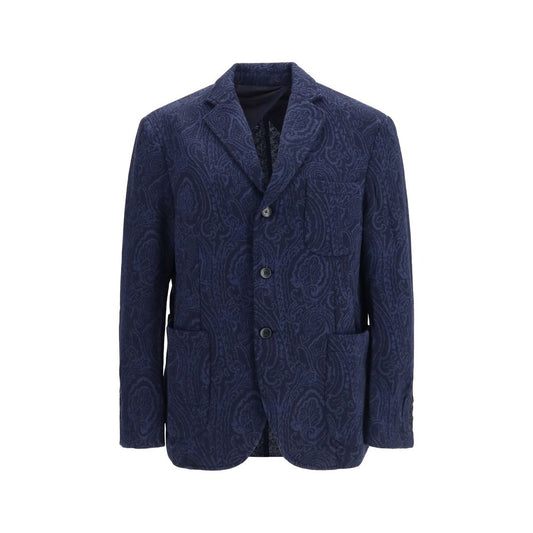 Etro Blue Wool Oves Aries Jacket
