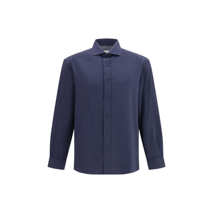 Brunello Cucinelli Blue Cotton Dress Shirt