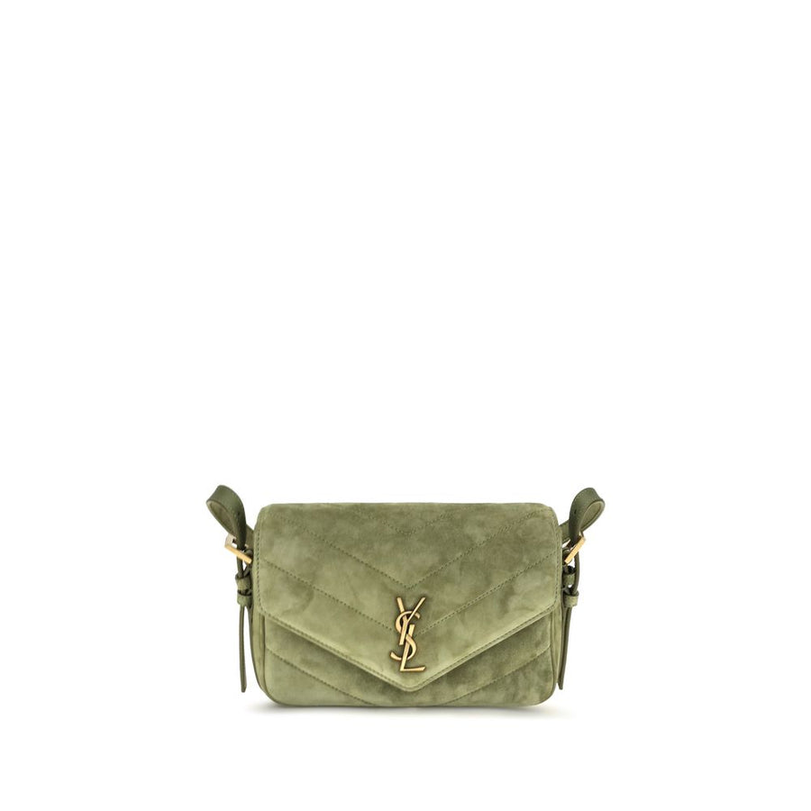 Saint Laurent Bicolor Suede Leather Shoulder Bag