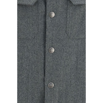 Brunello Cucinelli Gray Wool Oves Aries Dress Shirt