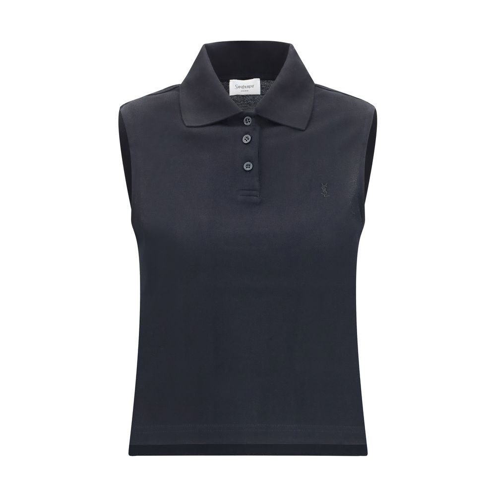 Saint Laurent Black Recycled Cotton Polo Shirt
