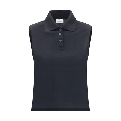 Saint Laurent Black Recycled Cotton Polo Shirt