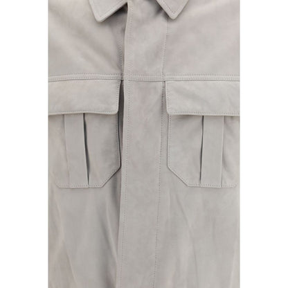 Brunello Cucinelli Beige Leather Leather Jacket