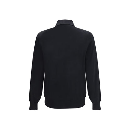 Brunello Cucinelli Black Cotton Polo Shirt