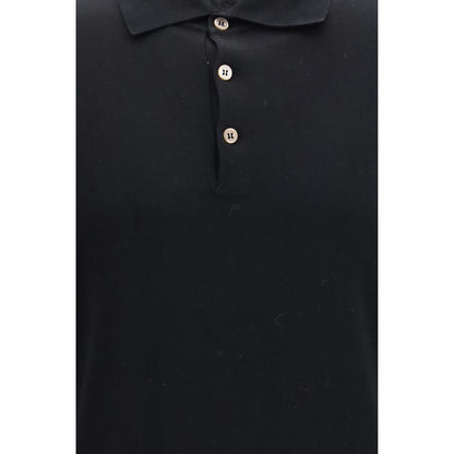 Brunello Cucinelli Black Cotton Polo Shirt