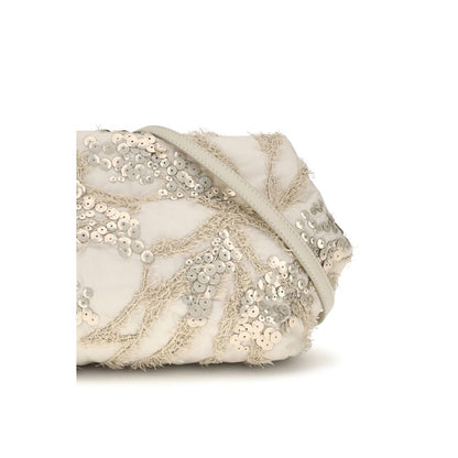 Brunello Cucinelli Beige Silk Clutch Bag