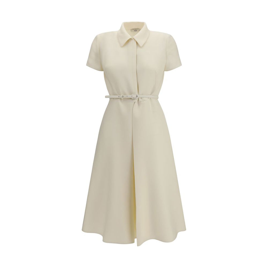 Fendi Beige Wool Oves Aries Casual Dress