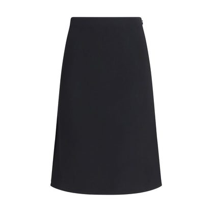 Fendi Black Wool Oves Aries Midi Skirt