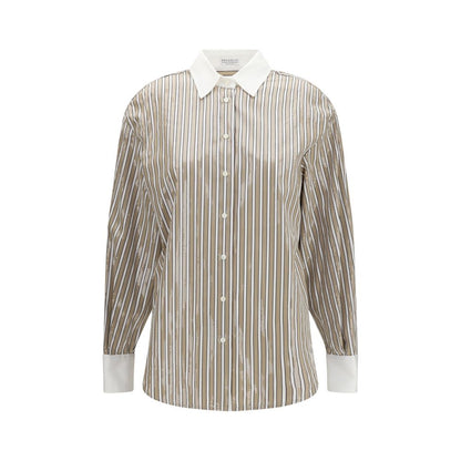 Brunello Cucinelli Beige Cotton Pattern Shirt
