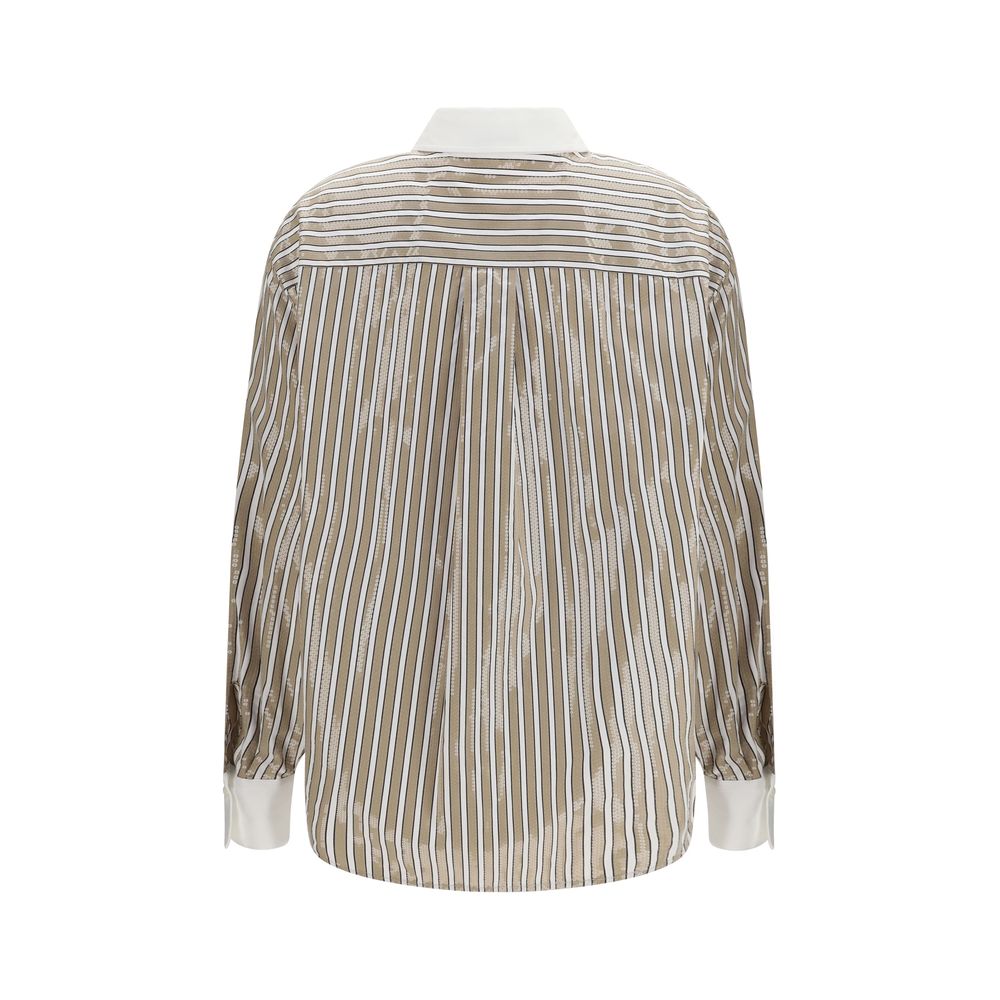 Brunello Cucinelli Beige Cotton Pattern Shirt