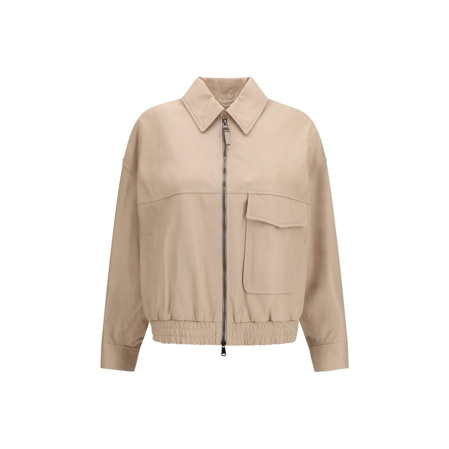 Brunello Cucinelli Beige Leather Leather Jacket