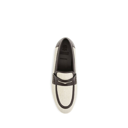 Brunello Cucinelli Beige Polyamide Slip-On Loafers