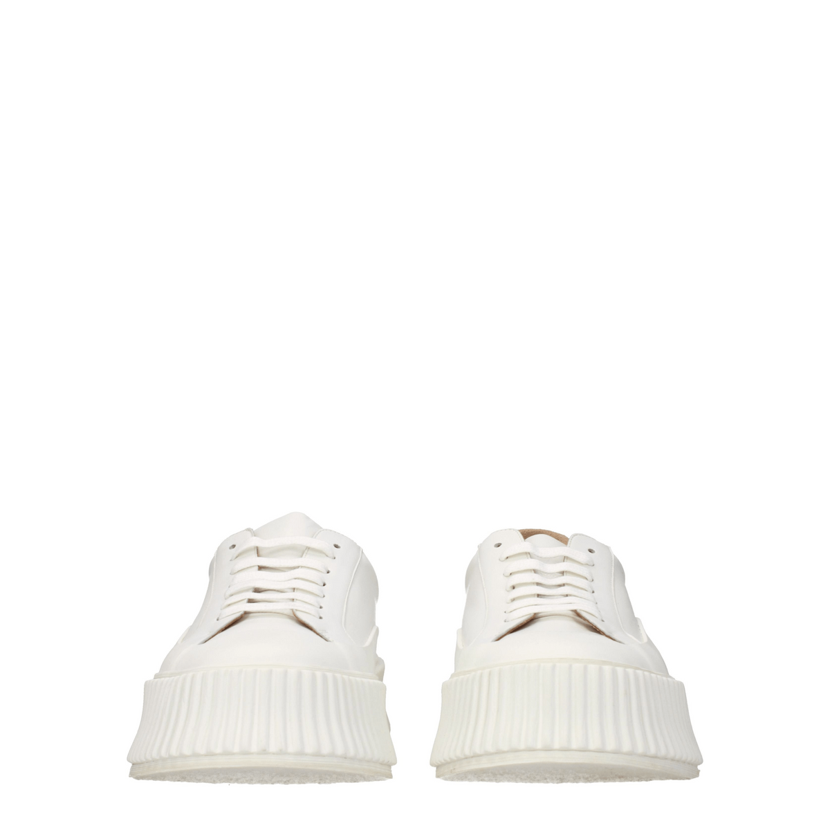 Jil Sander White Leather Platform Sneakers