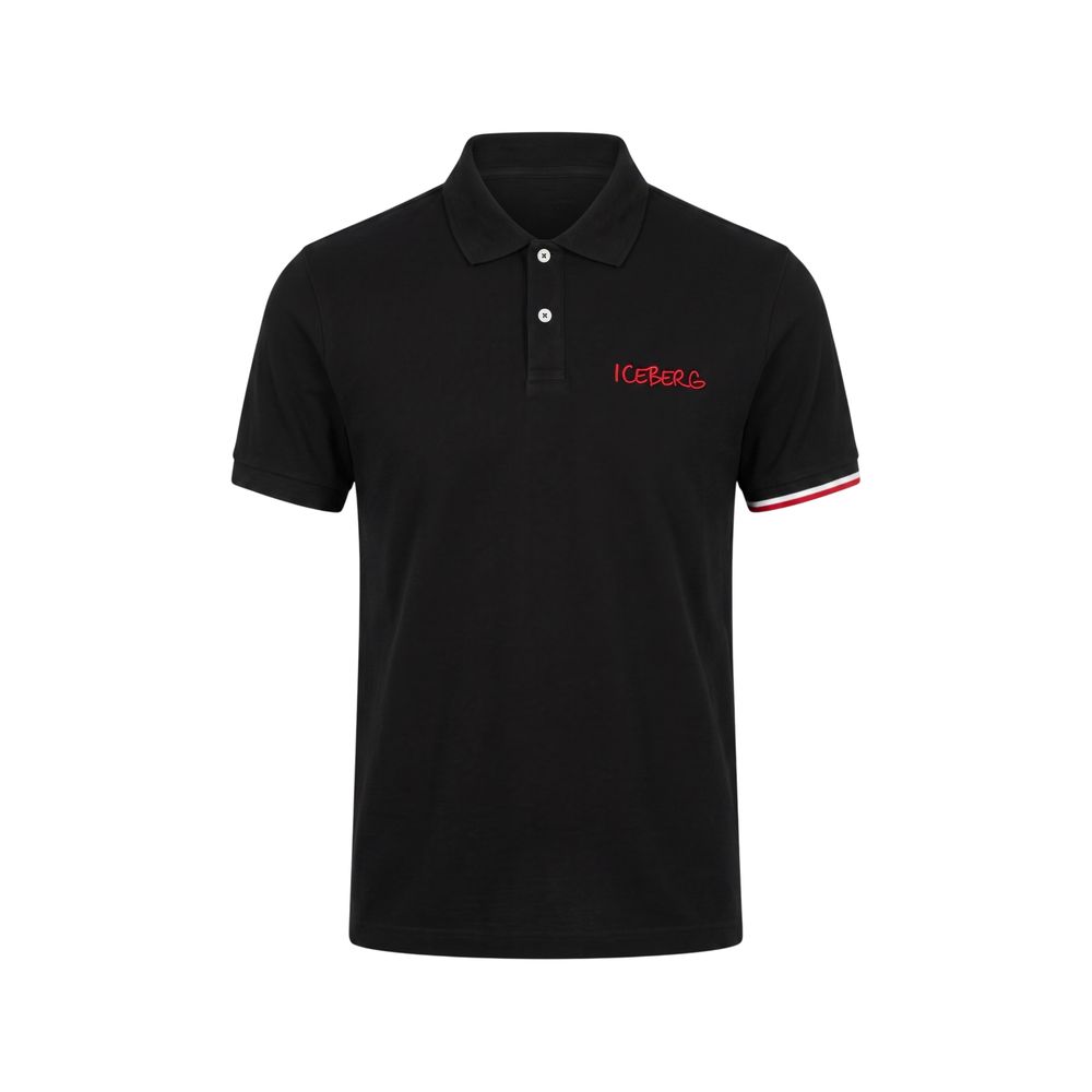 Iceberg Herren Poloshirt aus schwarzer Baumwolle