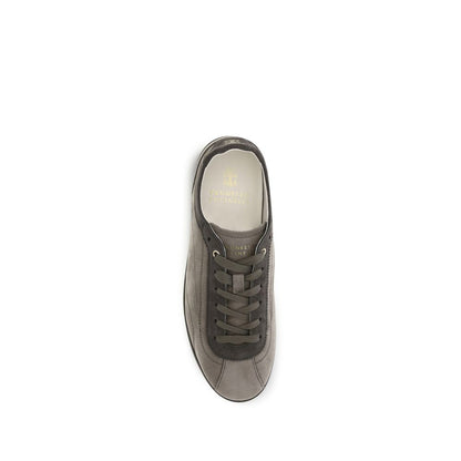 Brunello Cucinelli Gray Calf Leather Bos Taurus Sneakers