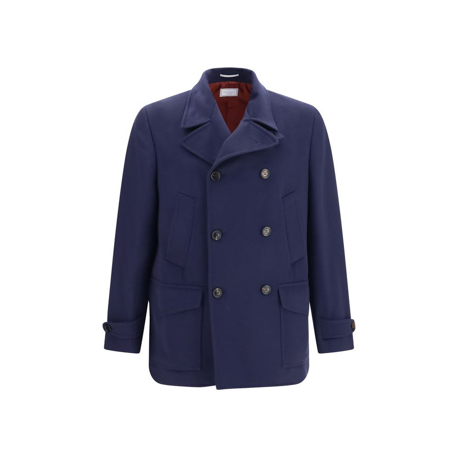 Brunello Cucinelli Blue Wool Oves Aries Coat
