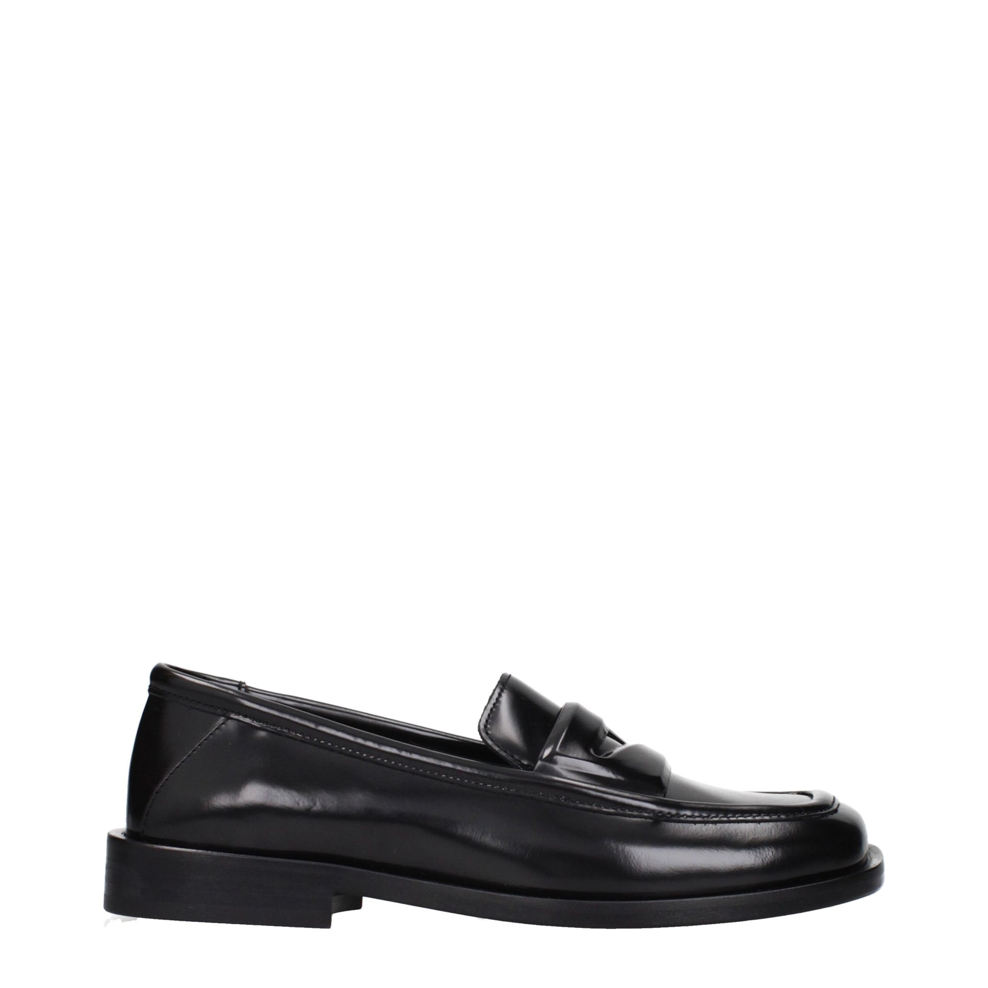 The Attico Black Leather Slip-On Loafers