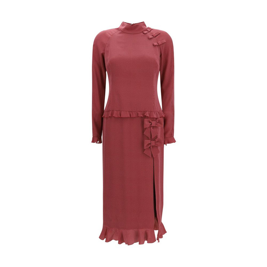 Alessandra Rich Bordeaux Silk Casual Dress