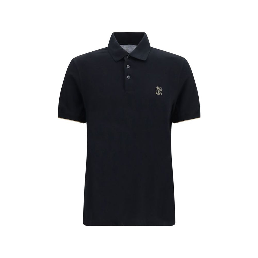 Brunello Cucinelli Black Cotton Polo Shirt