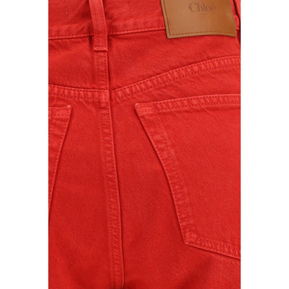 Chloé Red Cotton Slim Fit Jeans