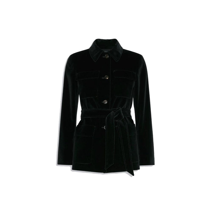 Max Mara Black Cotton Full-Length Jacket