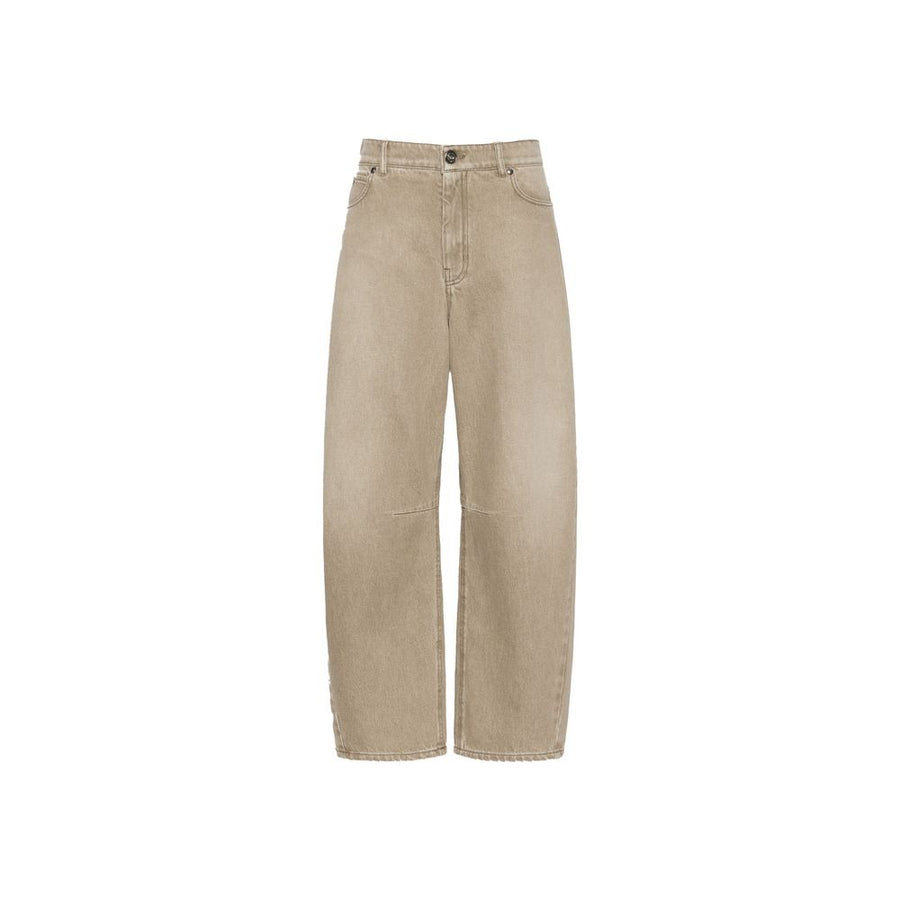 Max Mara Beige Cotton Relaxed Fit Jeans