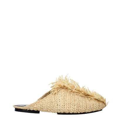Jil Sander Beige Raffia Slippers