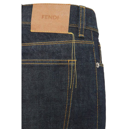 Fendi Blue Cotton Slim Fit Jeans