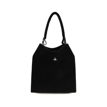 Vivienne Westwood Black Suede Leather Shoulder Bag