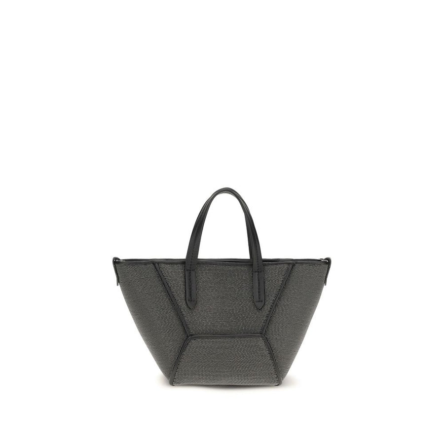 Brunello Cucinelli Black Calf Leather Bos Taurus Shoulder Bag