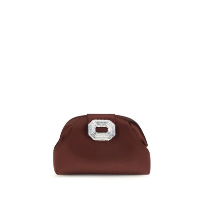 Amina Muaddi Bordeaux Satin Shoulder Bag