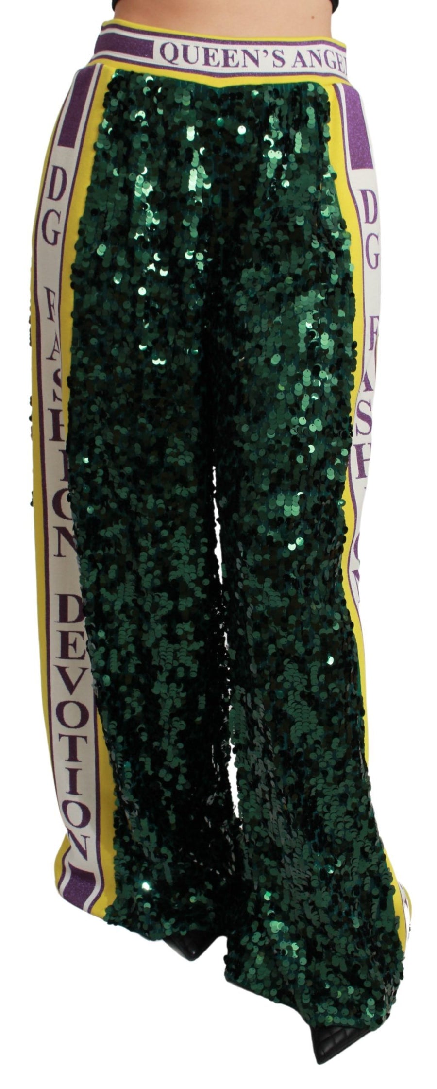 Dolce & Gabbana Grüne Paillettenhose Queens Angel Pants