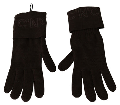 Costume National Brown Wool Knitted One Size Wrist Length Gloves