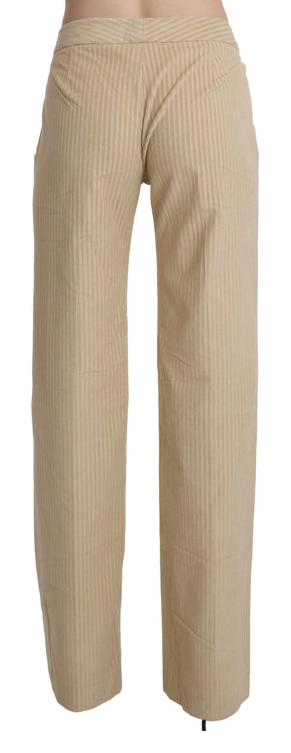 Ermanno Scervino – Beigefarbene, ausgestellte Hose mit weitem Bein und hoher Taille
