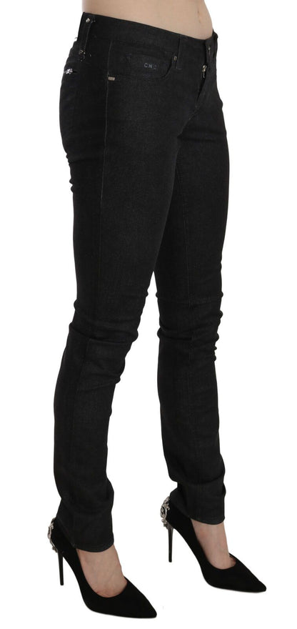 Costume National – Schwarze, enganliegende, lässige Jeans aus Denim mit niedriger Taille