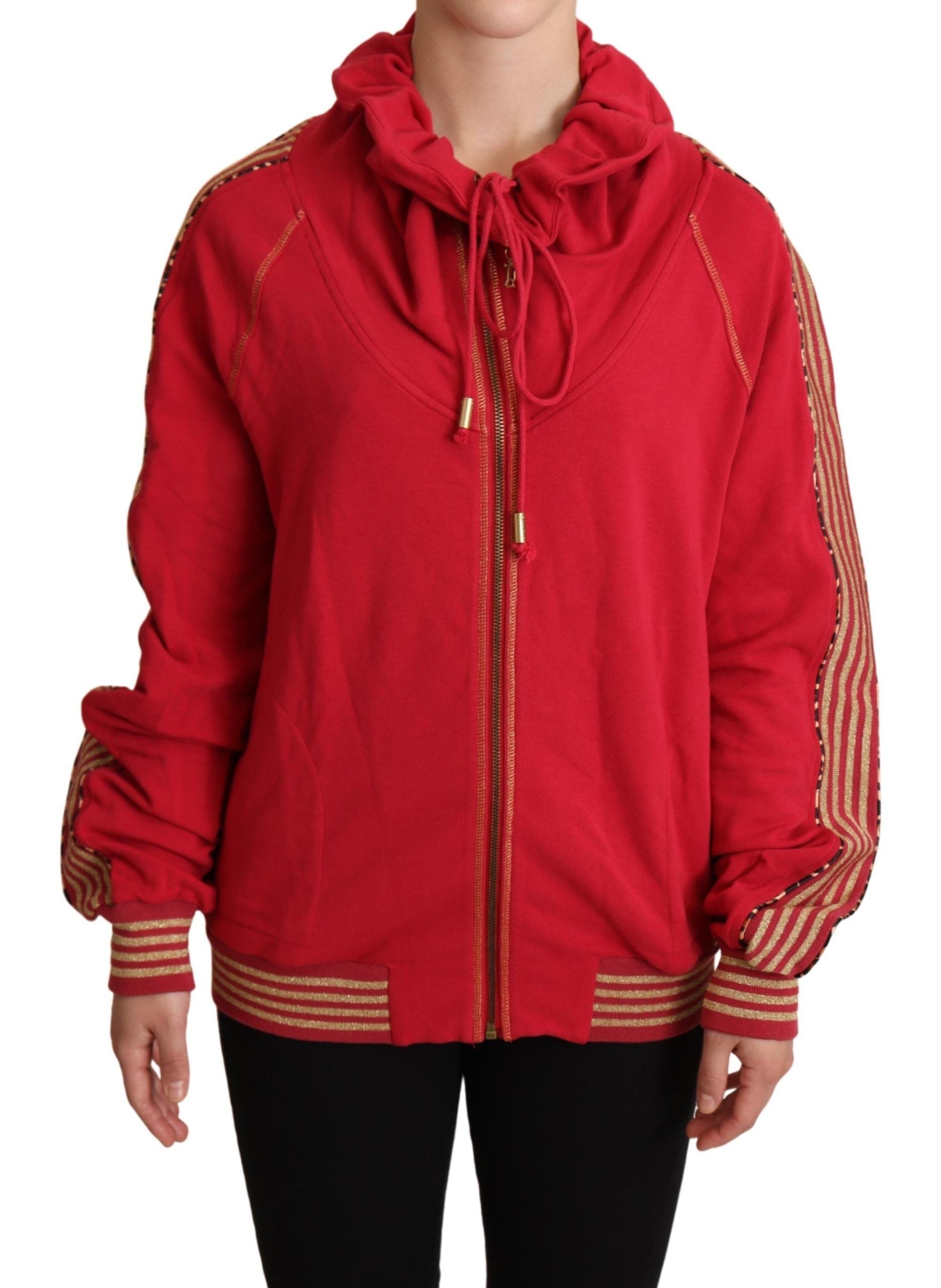 John Galliano Rote Jacke mit durchgehendem Reißverschluss, Sweatshirt, Kapuzenpullover