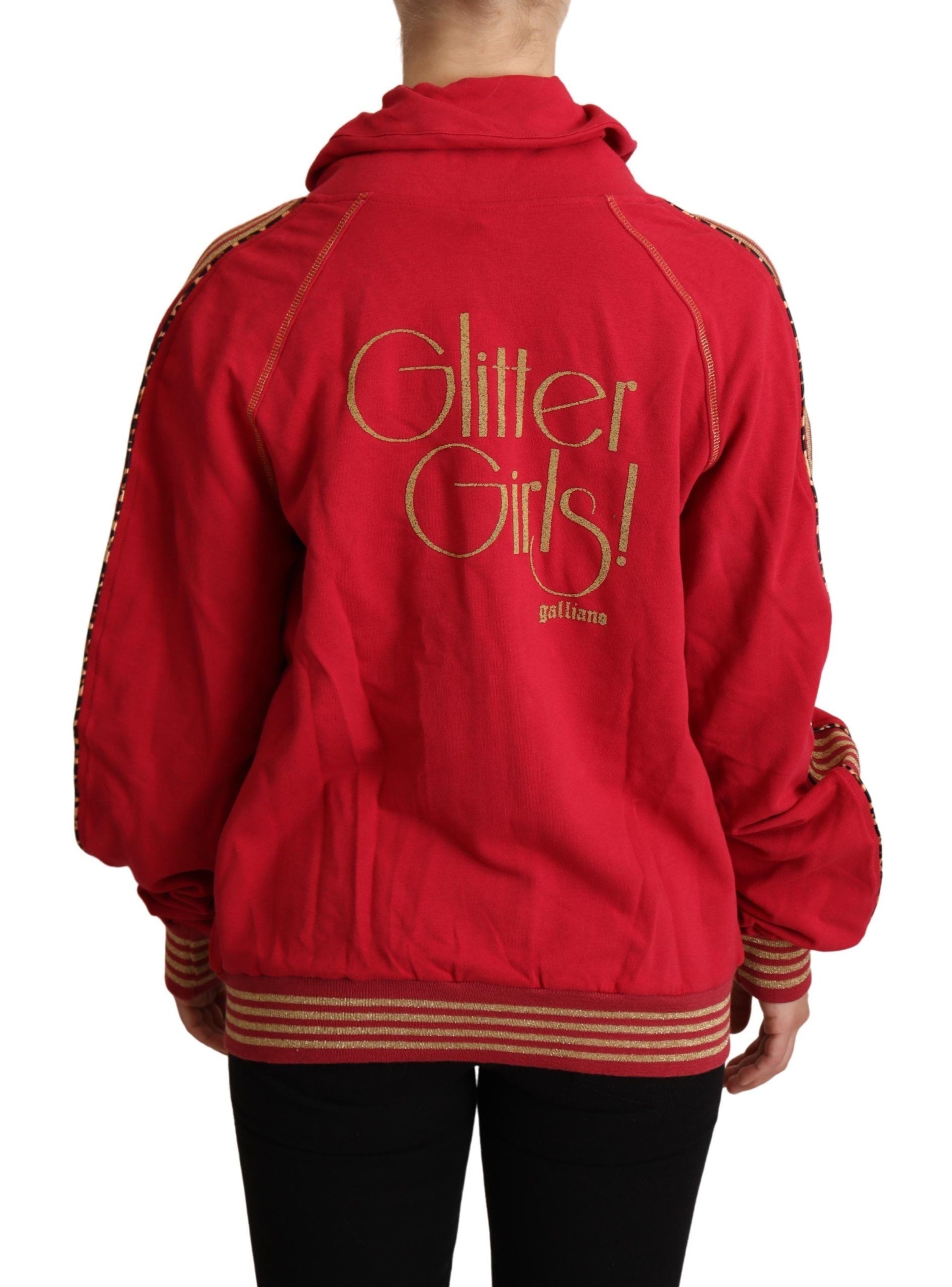 John Galliano Rote Jacke mit durchgehendem Reißverschluss, Sweatshirt, Kapuzenpullover