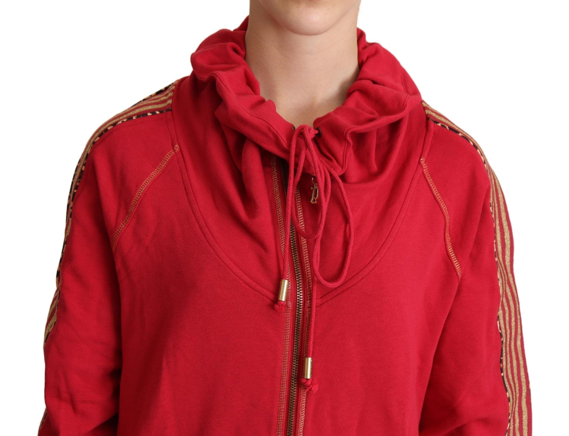 John Galliano Rote Jacke mit durchgehendem Reißverschluss, Sweatshirt, Kapuzenpullover